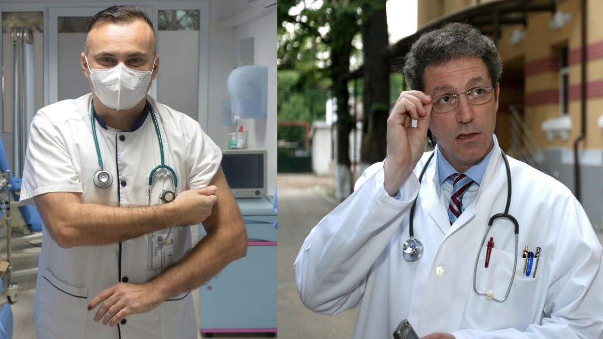 Dr. Adrian Streinu-Cercel şi-a făcut rapelul şi şi-a vaccinat colegul, medicul Adrian Marinescu de la „Matei Balş”