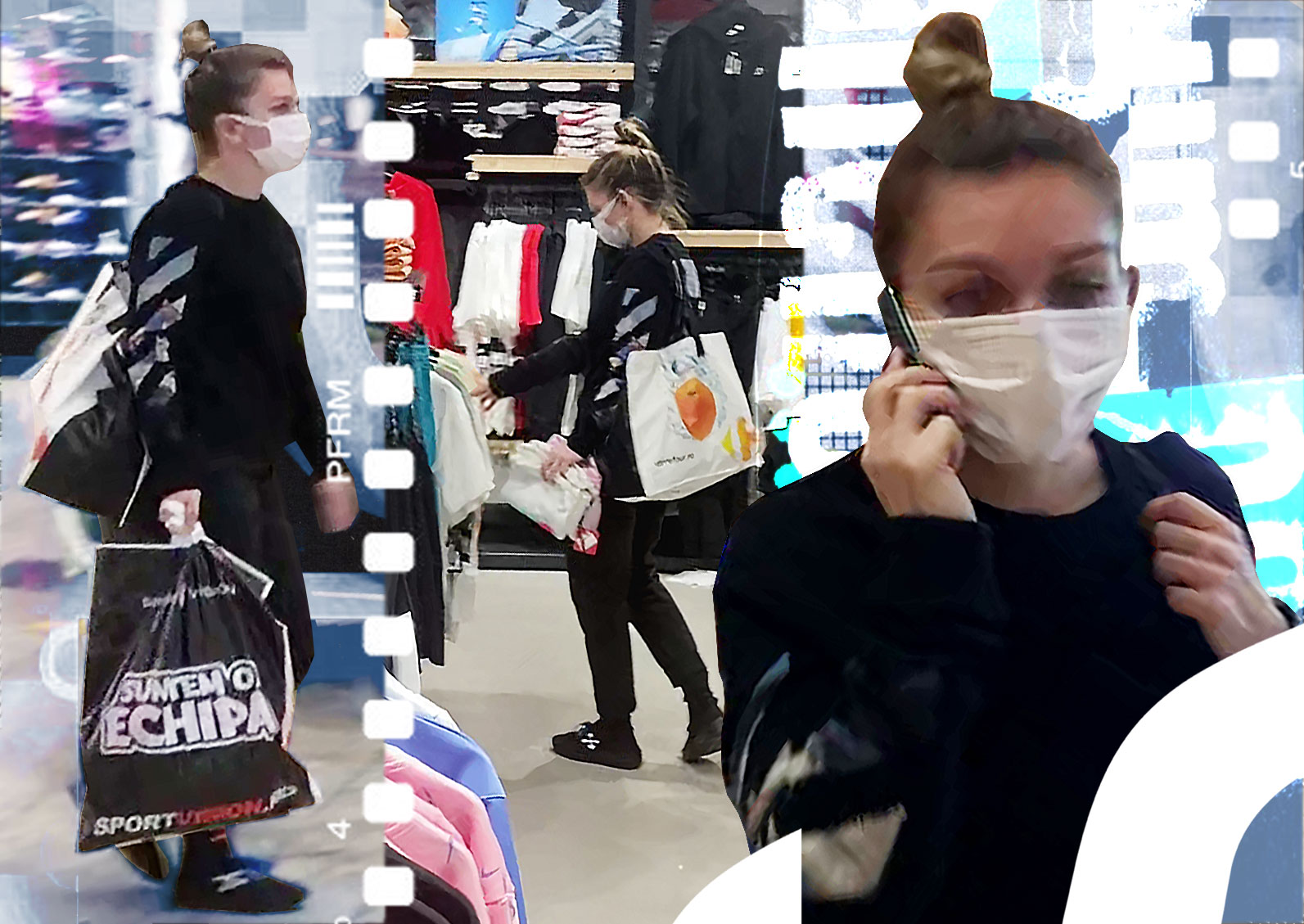 Simona Halep a umplut o sacoșă de rafie la shopping și a cărat-o pe umăr, ca pe o geantă de echipament