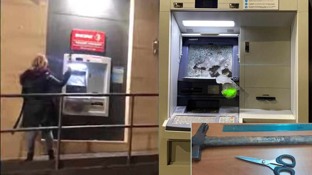 O româncă a distrus un bancomat cu un ciocan şi o foarfecă, în Italia