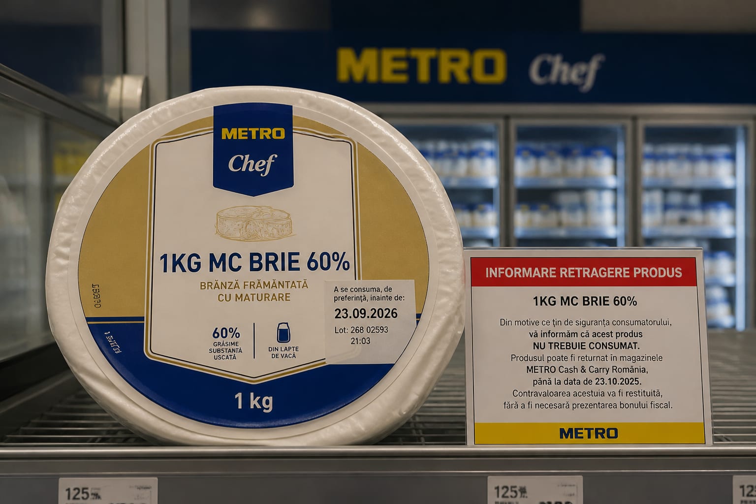 Brânză Brie marca Metro Chef retrasă din magazine din cauza contaminării cu Listeria