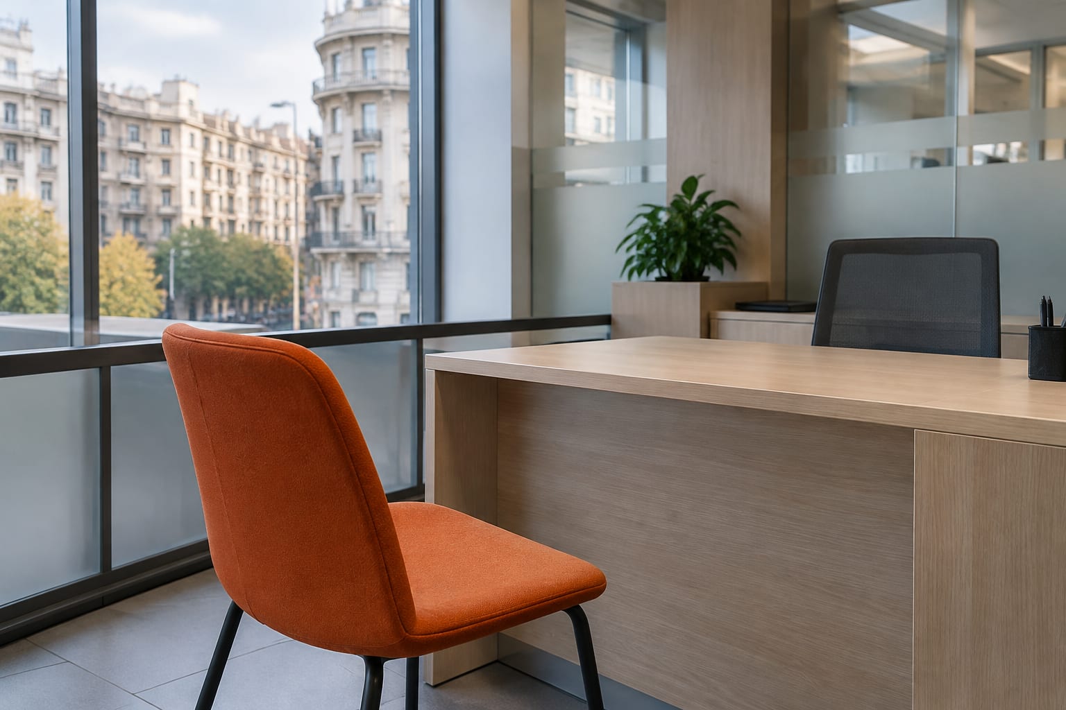 Birou modern pregătit pentru utilizarea noilor servicii bancare digitale