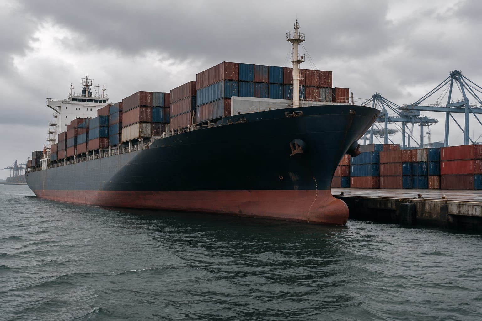 Navă portcontainer sub cer Overcast